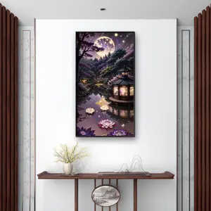 Lotus Pond Pattern DIY Diamond Arts Colorful Painting Kit without Frame, Handicraft DIY 5D Diamond Arts Colorful Painting for Bedroom Home Wall Decor