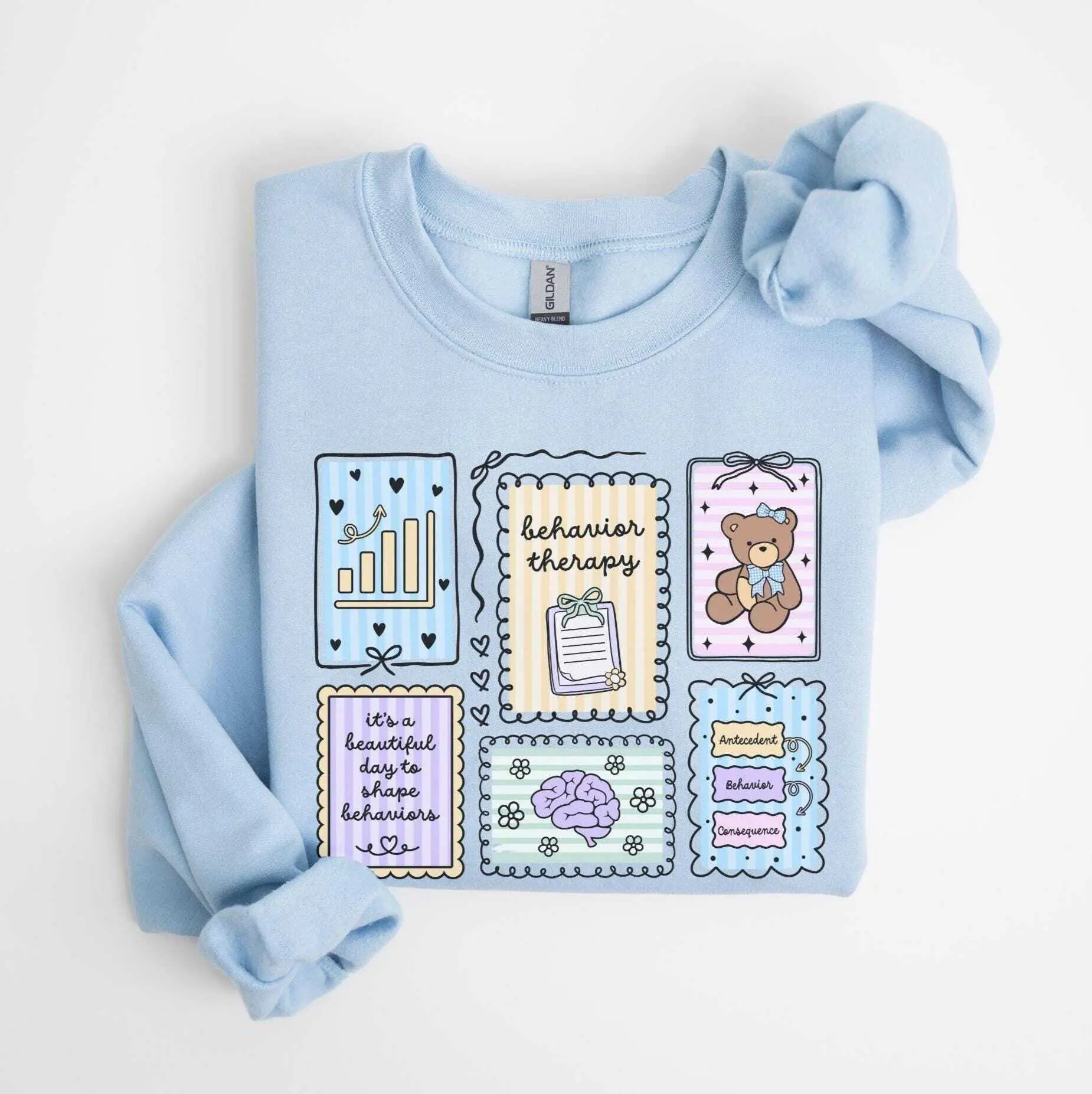 Behavior Therapy Sweatshirt / Short Sleeve T-SHIRT , BCBA Stamp Work • ABA RBT • Behavior Analyst • Behavior Tech • Sped Teacher Womenswear Tops