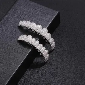 Sparkling Iced Out Dental Grillz Set, Gold-Toned Hip Hop Teeth Decor, High-Grade Zircon Embellished Tooth Caps, Popular Streetwear Accessory for Hip-Hop Lovers, Ideal Gift for Music Artists & Party Goers jewelry color tester cuff whimsical white stud