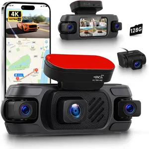 4K 360? Dash Cam 4- Front/Rear/Inside/Side  Dash Camera with WiFi, APP Control, Built-in GPS,128GB SD Card Included, 8 IR Night Vision, G-Sensor, 24/7 Parking Mode