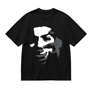Abstract Distorted Face Graphic T-Shirt, Surreal Hand Over Mouth Print Oversized Tee, Y2K Grunge Gothic Streetwear, Minimalist Dark Aesthetic Short Sleeve Top, Casual Cotton Tshirt for Men Women, Alternative Hip Hop Punk Fashion