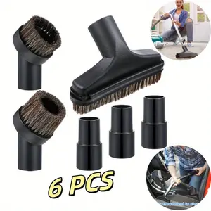 A Set of 6 Pcs Vacuum Vleaner Replacement Parts (Vacuum Cleaner Not Included),Including 1 Small Square Brush,3 Adapters,and 2 Round Brushes,Christmas Party Gifts,Tools & Hardware