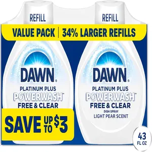 Dawn Powerwash Spray Refill, Dish Soap, Dishwashing Liquid, Free & Clear, 2 Refills, 43 Fl Oz