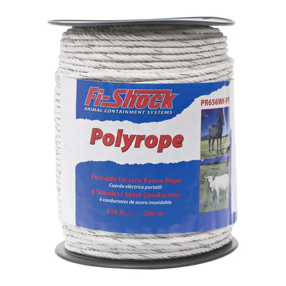 Woodstream PR656W6-FS Lightweight 6-Strand Poly Rope - Stainless Steel, Weather Resistant, 656 ft Length, 8.8 lbs Weight, 820 lb Load Capacity, 9.7 h x 8 w x 8 l in Dimensions, 6 Strands
