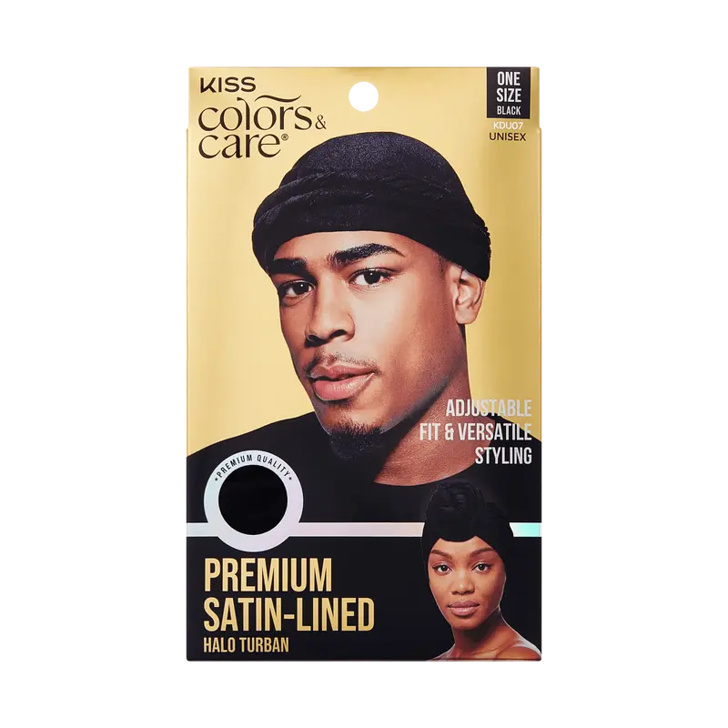 Kiss Colors & Care Premium Satin-Lined Halo Turban - Black | Hair Turban, Hair Accessories