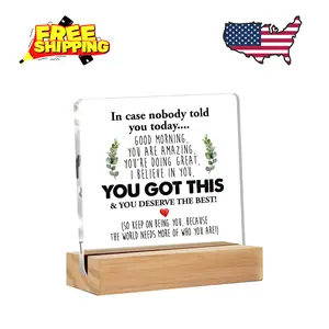 Inspirational Desk Sign - Motivational Quote - Clear Acrylic - 4 x 4 Inches