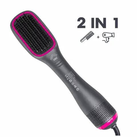 2-in-1 Comfort Styling Comb Multifunctional Hot Air Brush — All-in-one Blow Dryer Styling Brush with Built-in Comb Teeth, Made of ABS Plastic, Fast Drying for Bouncy Blowout Hairstyles