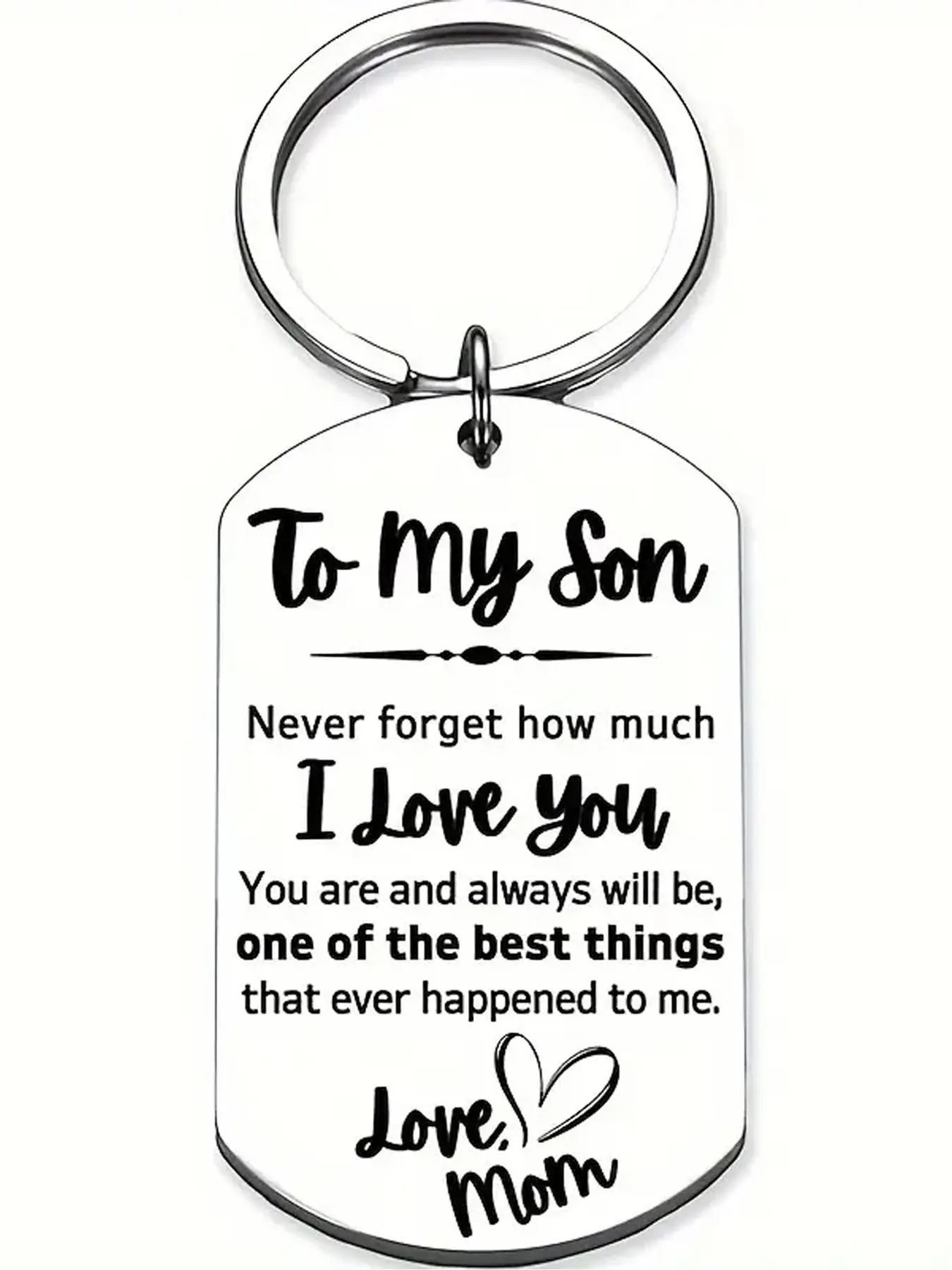 1pc Stainless Steel Keychain, Mom Keychain, Keychain Decor, Inspirational Gift From A Mother To Her Son, Love Note Engraved With 'To My Son', Heartfelt Message, An Oval With A Monogram Motif, Men's Keyring Chain, Perfect For Birthdays, Graduations
