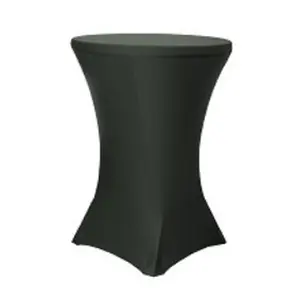 Tektrum 36-inch Highboy Cocktail Fitted Spandex Stretch Square Corner Tablecloth, Stretchable Elastic Table Cover Table Linens, 36" Round x 42" Tall-Wedding, Party-Wrinkle Free, Premium Fabric (Black)