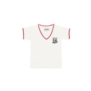 The Red X Black Bulldog Ladies V-Neck Ringer