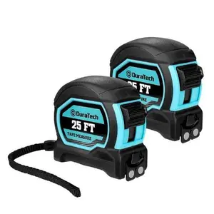 #SpringGlowUp DURATECH Magnetic Tape Measure 25FT with Fractions 1/8, Retractable Measuring Tape, Easy to Read Both Side Measurement Tape, Magnetic Hook and Shock Absorbent Case for Construction, Carpenter (2 Pack)