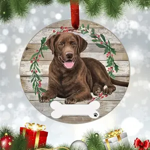 Chocolate Labrador Full Body Ceramic Wreath Ornament Gift Christmas
