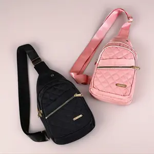 Zhejiang Adjustable Quilted Sling Backpack Outdoor Travel Bag Crossbody Small Sling Backpack Silt Pocket Unisex Polyester Rectangle Fashion