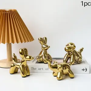 Luxury Ceramic Animal Figurines, Dog Monkey Rabbit Decorative Ornaments, Designer Villa Decoration, High-End Home Accessories