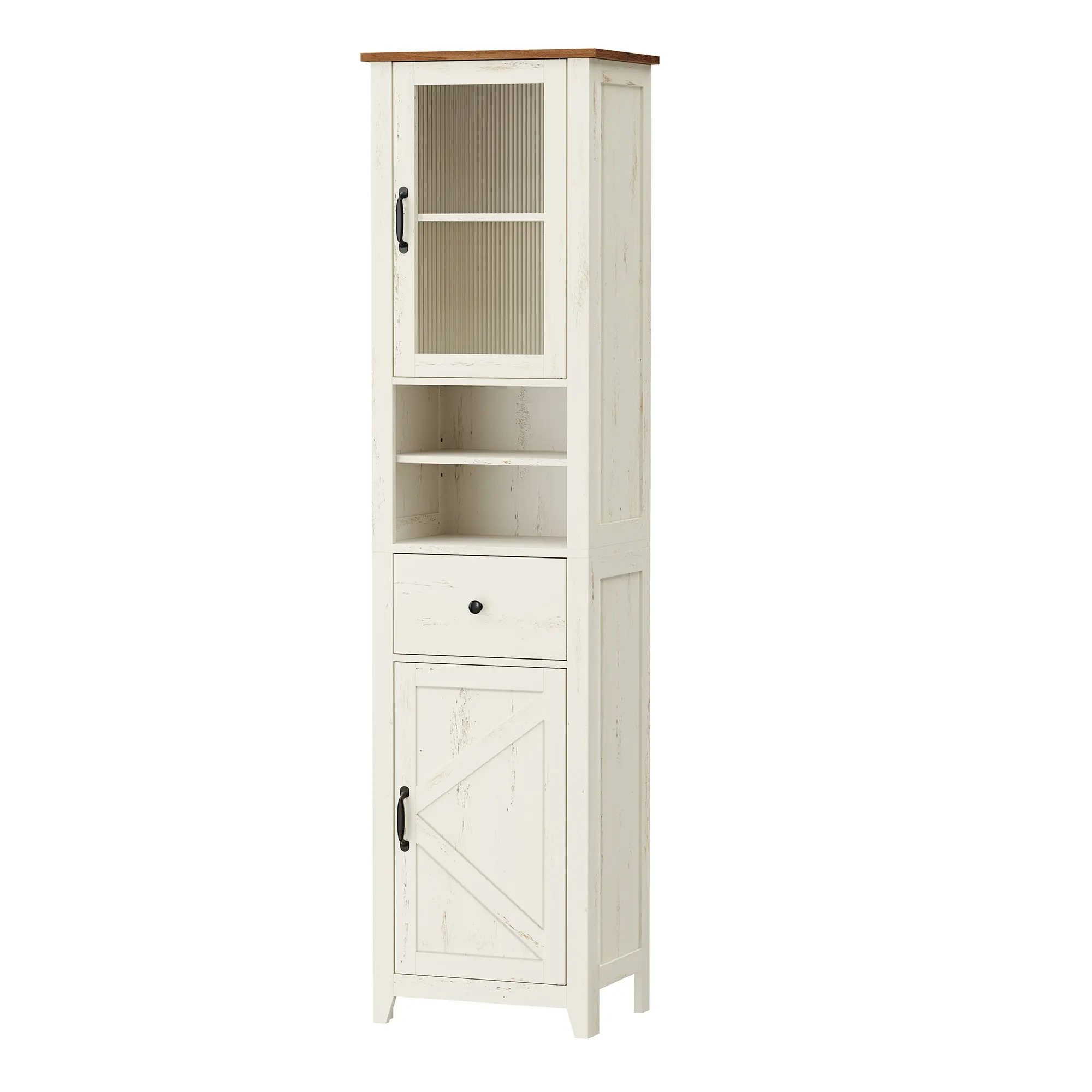 VASAGLE LIRY Collection -Tall Bathroom Cabinet, Farmhouse Freestanding Storage Cupboard with Drawer and Doors, Narrow Space Saver