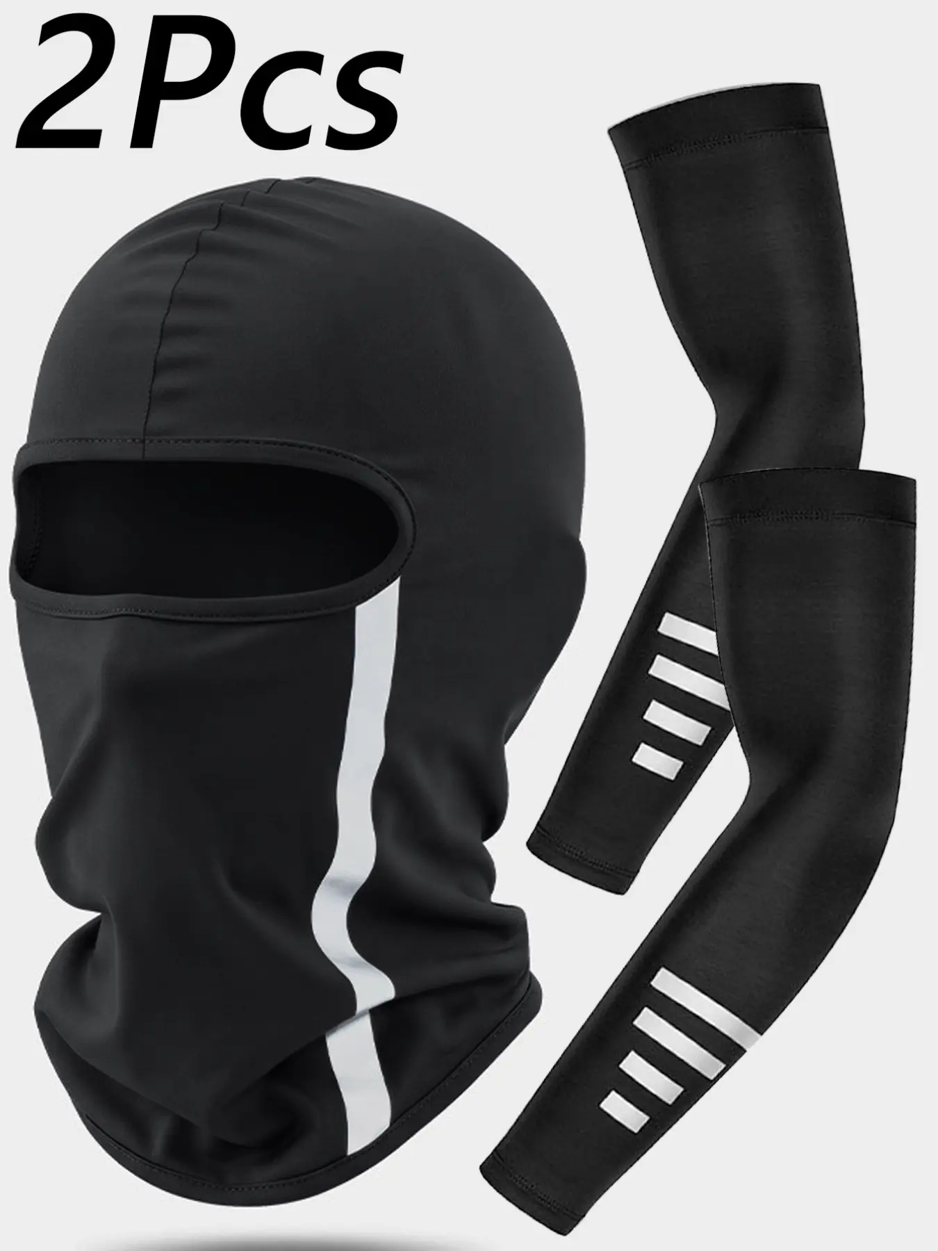 2Pcs Balaclava Mask+Arm sleeves, Breathable Quick Dry Cycling Face Mask, Outdoor Sports Athletic Face Masks, Sports & Outdoor Accessories for Women & Men, Ski Mask