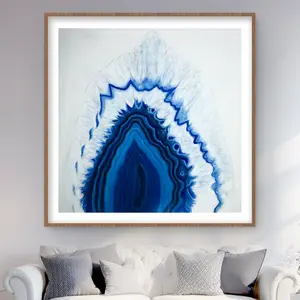 Begin Home Decor C1FM484848NJ5J 48 x 48 in. Agate Geode Slice Print Wall Art - Bedroom Blue Framed Home Decor
