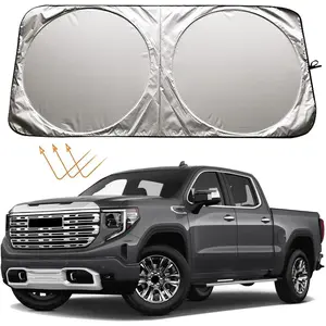 XHRING Windshield Sun Shade Sunshade for GMC Sierra 1500 2500 HD 3500 HD Truck Yukon Acadia Crew Cab Double Elevation AT4 SLE SLT Limited XL Denali Ultimate Accessories, Car Window Sun Visor Shield