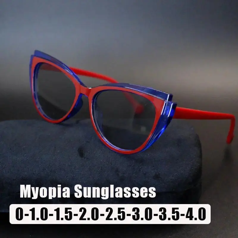 Fashionable Cat Eye TR90 Myopia Eyeglasses - UV, Blue Light & Sun Protection, Luxury Minus Diopter Short Sight Glasses, Prescription Glasses Women's Sunglasses