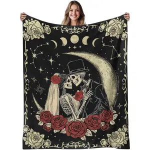 Valentine's Day Gifts for Women Men,Anniversary Blanket Gifts for Boyfriend Girlfriend, Romantic Gift for Wedding, Skull Blanket Gifts, Birthday Gifts for Wife, Husband, Couples Gift for Her Him