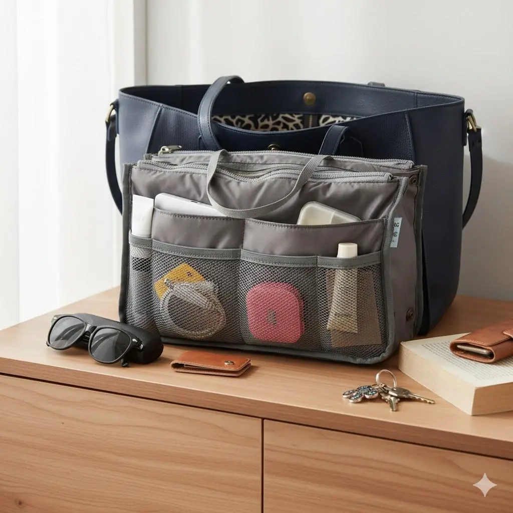 Multifunctional Nylon Zipper Pouch, Waterproof Cosmetic Organizer Bag with Handles, Travel Essentials Storage for Makeup, Toiletries, Small Items, Perfect for Students, Daily Use and On-The-Go.