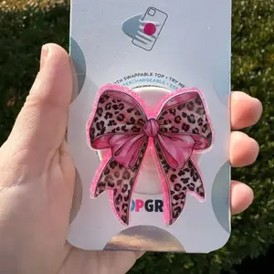 Bow Pop Socket, Valentine Gift, Cell Phone Stand, Expanding Magnetic Phone Grip Holder, Gift For Her mount sticky