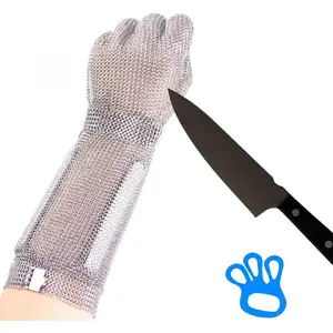 19cm Long Chainmail Glove for Butcher,Cut Resistant Gloves Food Grade,Stainless Steel Gloves