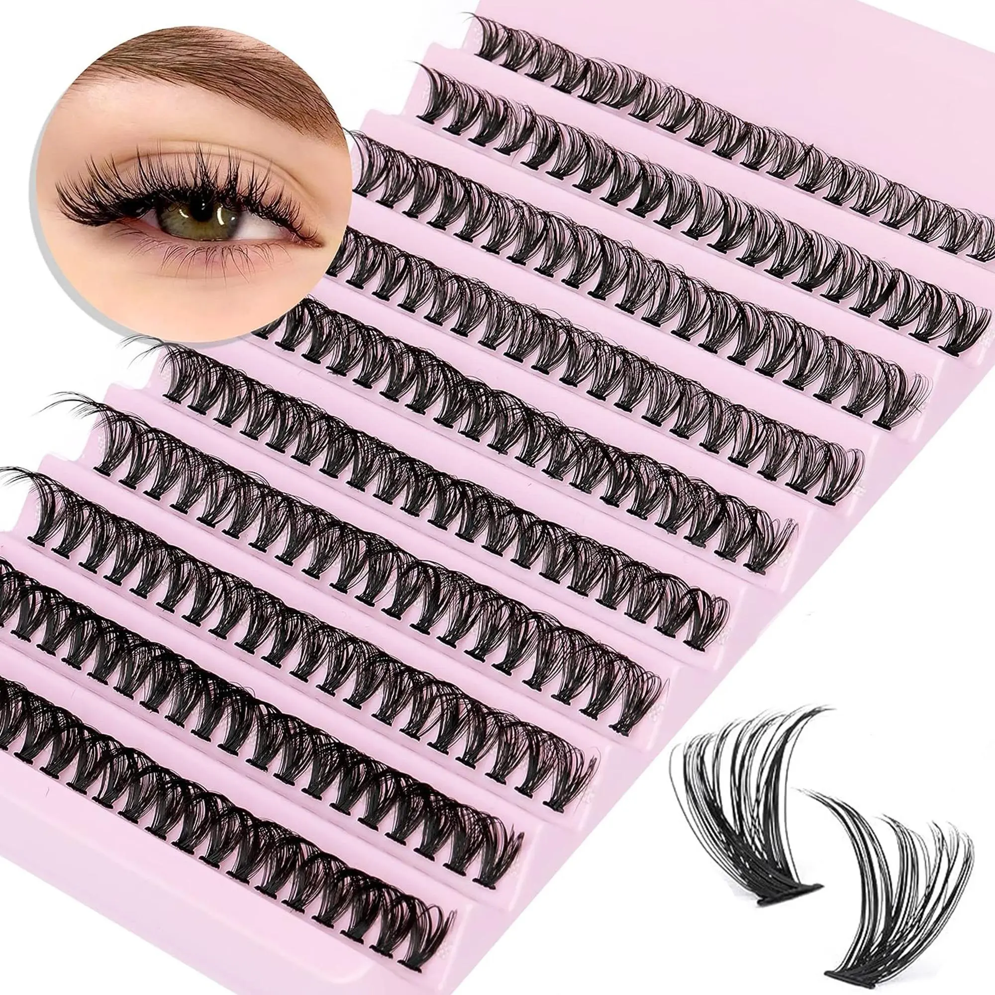 1 Box False Cluster Lashes, Natural Curling Full Volume Eyelash ...