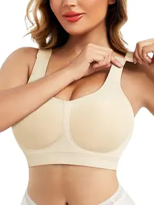 Women's Solid Wireless Push Up Bra, Breathable Comfortable Adjustable Hook & Eye Closure Bra, Soft Lingerie for Daily Wear, Seamless Wireless Supportive
