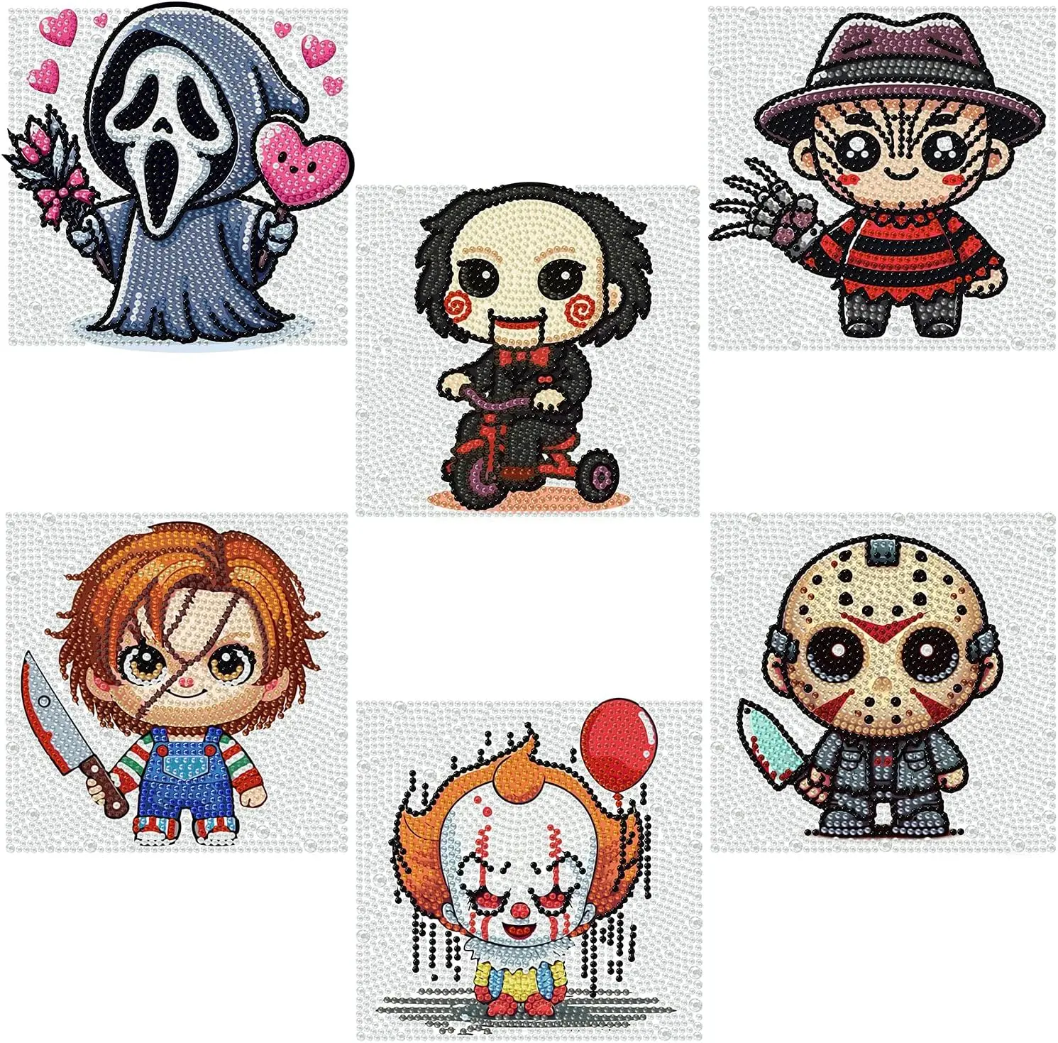6 Pack Horror Diamond Art Kits for Kids-Halloween Diamond Painting for Kids | 5D Diamond Art Painting Kit for Kids,Full Round Drill Gem Art Diamond Dots DIY Crafts for Girls Boy Halloween Decor 7 x 7 in
