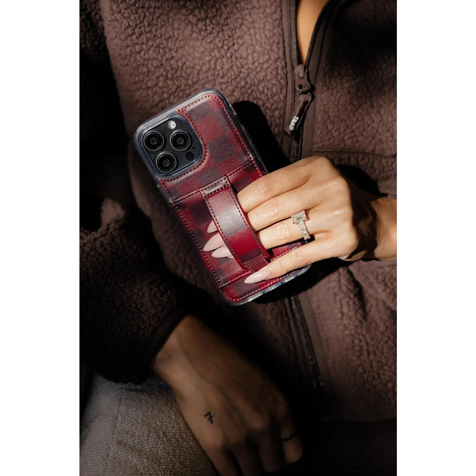 Walli Cases Cozy Check Phone Case with Wallet and Finger Strap Walli Cases Cozy Check Phone Case with Wallet and Finger Strap