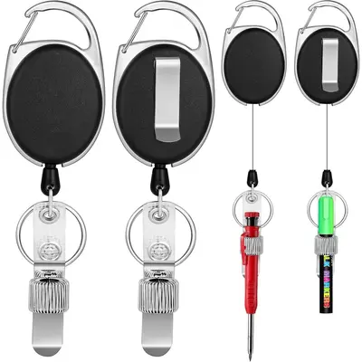 6 PCS Retractable Pen Holders With Lobster Clasp - Silicone Pen Clips For Badge Reels & Lanyards, Multi-Color