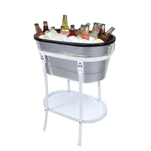 FixtureDisplays® Ice Tub Beverage Ice Bucket with Stand Party Mobile Drink Beverage Rack 12176+21844-NEW-NF