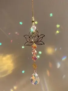 1pc Metal Sun Catcher Sunlight Capturer Hanging Decor - for Lotus Flower Sun Prism Crystal Ornament - Window Home Decoration Holiday Birthday Gift