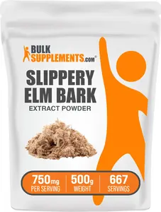 BulkSupplements Slippery Elm Bark Extract Powder - Edible - Natural Antioxidants - Gut Health Supplement - 500g - 750mg per Serving
