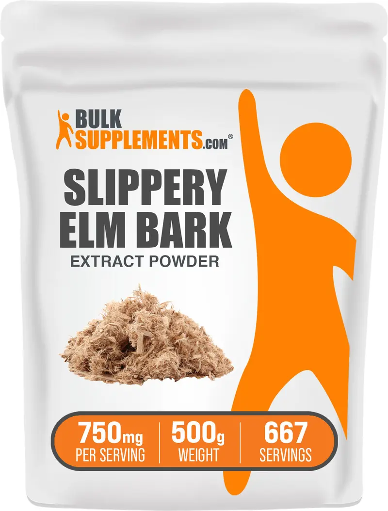 BulkSupplements Slippery Elm Bark Extract Powder - Edible - Natural Antioxidants - Gut Health Supplement - 100g-1kg - 750mg per Serving