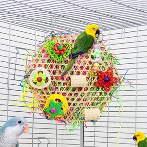 Parrot Toy Bamboo Net Chew Grinding Paper Bird Toy Colorful Vine Ball Small Medium Parrots Love Birds Long Tail Sparrow Supplies