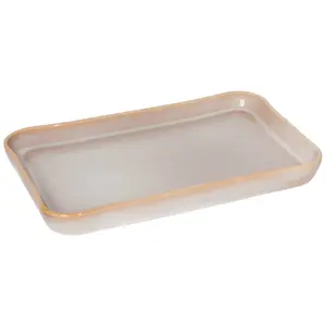 Heirloom by Danica Nomad Serving Platter | 7.5" Modern Stoneware | Beige | Microwave & Dishwasher Safe