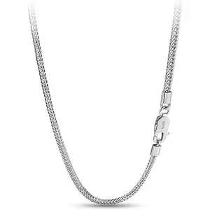 925 Sterling Silver 2mm Foxtail Chain Necklace 18, 20, 22, 24, 26, 28 Inches for Women & Men
