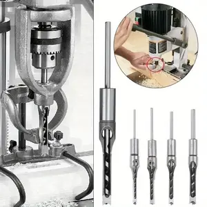Woodworking Square Hole Drill Bit for Mortise Joinery, Bearing Steel Square Mortise Bit, Wood Hole Cutter for Precision Drilling