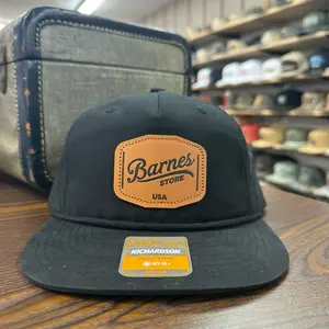 Leather Patch Rope Hat - Black