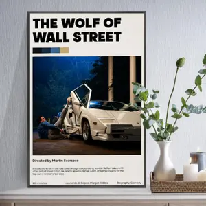 Vintage Finance Wolf Canvas Wall Art Print, Retro Business Motivation Poster for Living Room Office Bedroom, Motivational Wall Art, Room Wall Decor, Apt Decor, Aesthetic Design, Modern Minimalist Design, Retro Wall Art, Canvas Prints, Gift Idea abstract