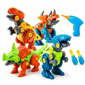 Take Apart Dinosaur Toys with Electric Drill, DIY Dinosaur Building Set for Kids, STEM Construction Dino Assembly Toys with Screwdriver & Movable Joints for Boys Girls
