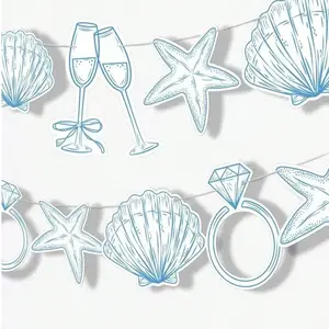 Last Toast on the Coast Banner, Blue Beach Bridal Bachelorette Party Decor, Seashells Champagne Glasses, Ocean Party Decorations, Decorative Banner, Party Decorations Banners