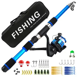Expandable Set with Reel, Full Accessories Kit (hooks, Soft Lures, Storage Bag), Freshwater Saltwater Universal Casting Gear, Fishing Tackle Kit