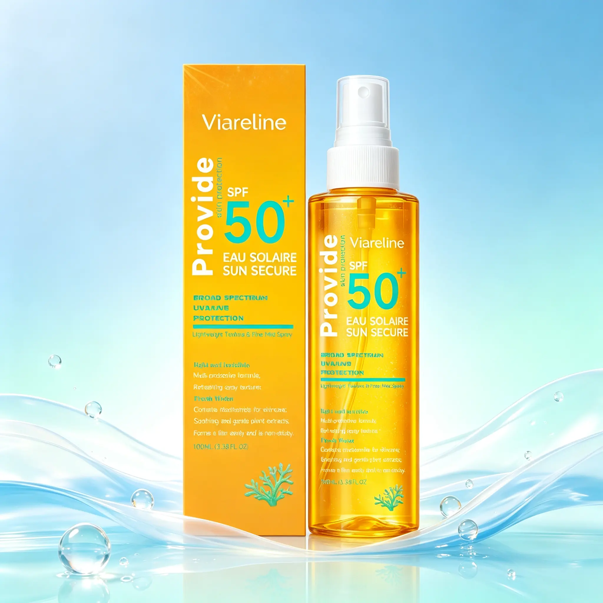 Sunscreen Spray SPF 50, 100ml - Lightweight Invisible UV Protection Mist with Niacinamide, Plant Extracts, Non-Sticky Daily Sun Care for Face & Body