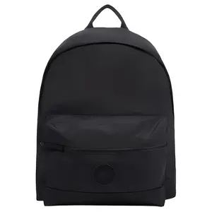 Stone Island Logo Zipper Closure Nylon Backpack for Men and Women in Black