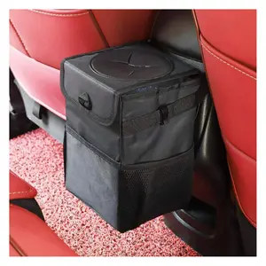 Car Trash Can with Lid ，Leakproof Trash Bin Car Garbage Can, Collapsible Automotive Truck Organizer and Storage Bag Car Accessories for Women Men Road Trip Essentials