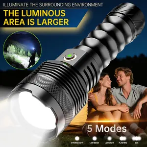 Versatile Outdoor Strong Light LED Flashlight, Long-Range Telescopic Zoom, USB Rechargeable, Ideal for Camping, Fishing, Hunting, Climbing, Super Bright Light