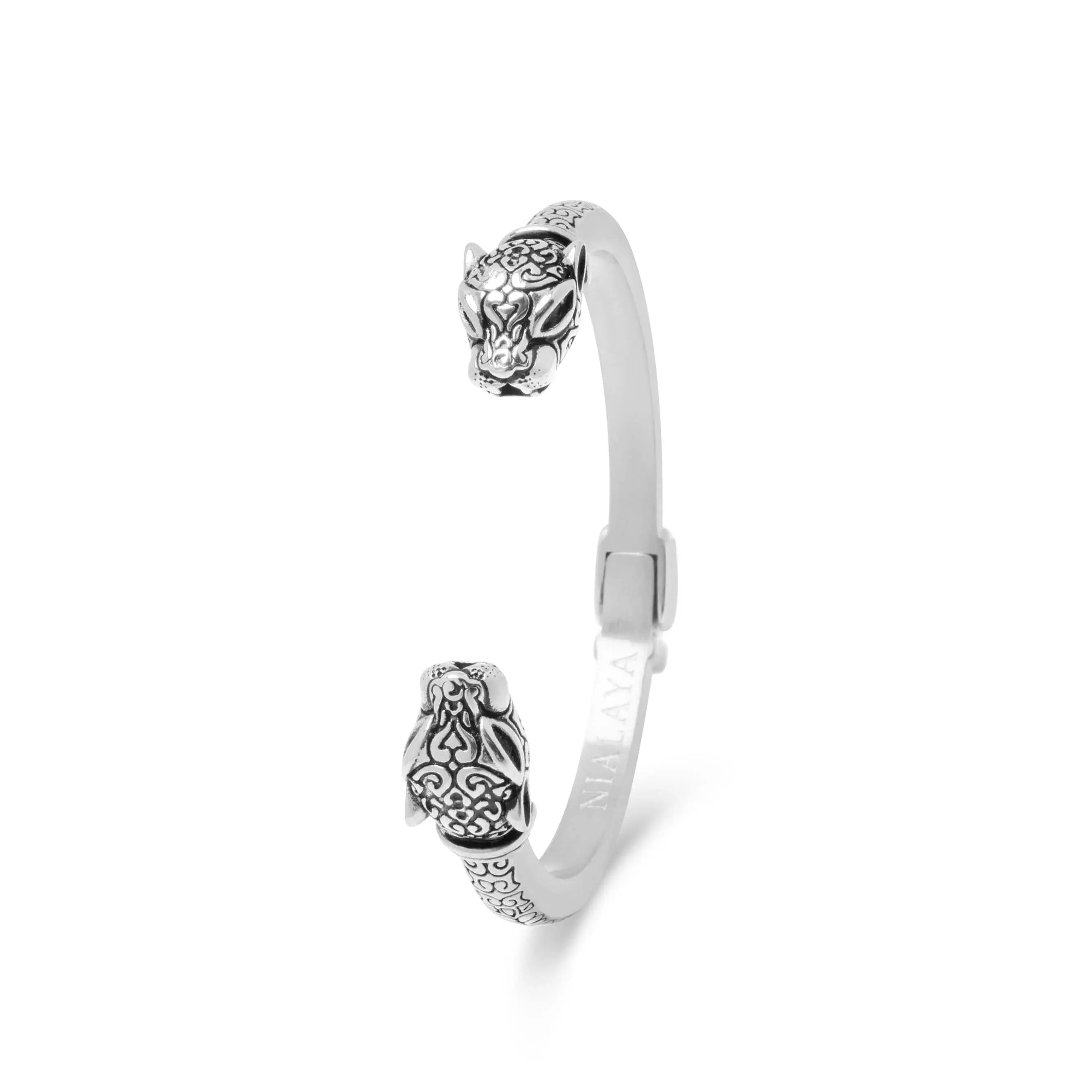 Men's Panther Bangle in Silver